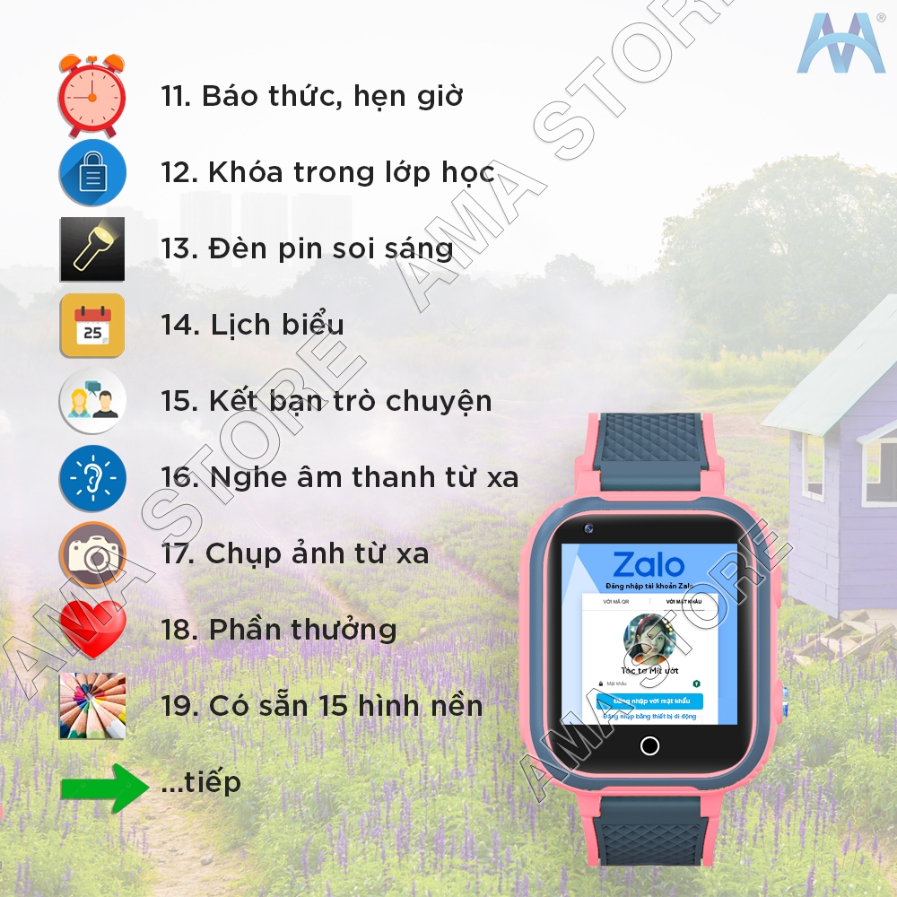 Đồng hồ Thông minh Trẻ em Chống nước Định vị GPS gắn Sim Kết nối Wifi xem Video cho Trẻ em Học sinh AMA Watch LT21