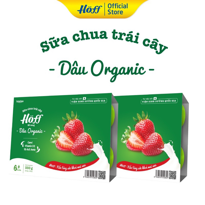 Sữa Chua Chuối/ Dâu Organic Hoff vỉ 6 hộp x 55g