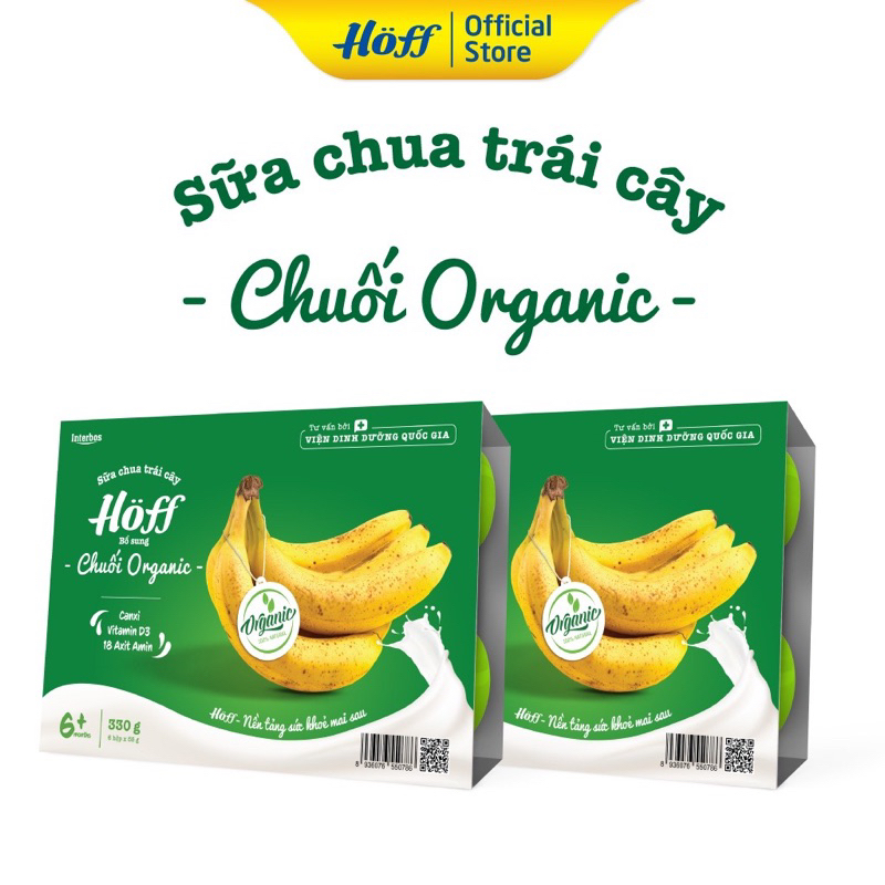 Sữa Chua Chuối/ Dâu Organic Hoff vỉ 6 hộp x 55g