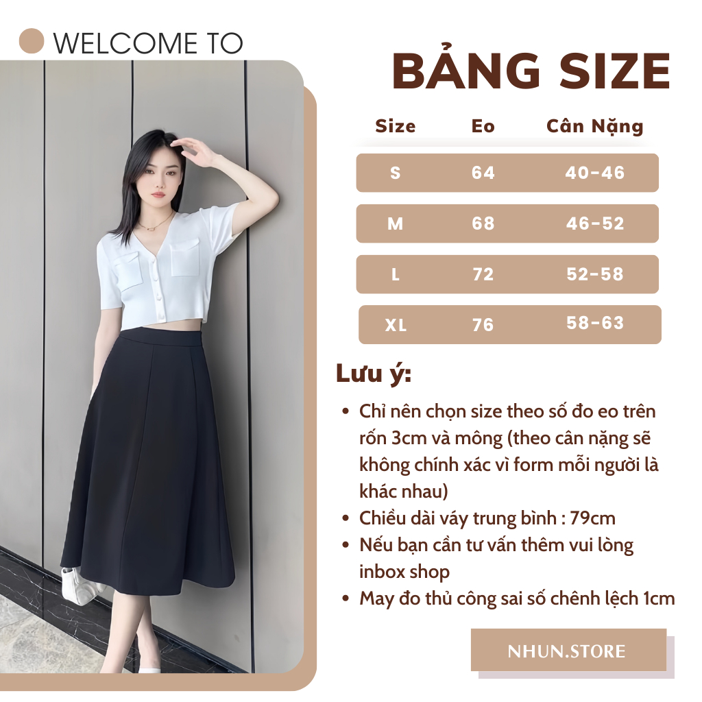 Chân váy dáng dài Midi NhunFashion Chân váy công sở nữ thiết kế bồng xòe 6 tà phong cách trẻ trung thanh lịch N127 | BigBuy360 - bigbuy360.vn