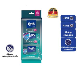 [Lốc 6 gói] Khăn ướt Mini Tempo Protect Ngăn Ngừa Vi Khuẩn cao cấp - Diệt khuẩn 99% - Thương hiệu Đức