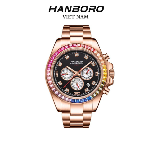 [Mã INBAU300 giảm 10% đơn 250K] Đồng hồ nam Hanboro automatic Crystal bezel 42mm chính hãng