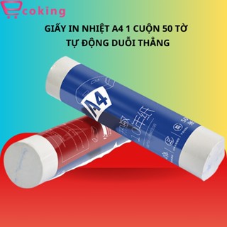 giấy in A4 ECOKING dành cho máy in nhiệt A4BT, A4LE cuộn 50 tờ mềm mịn tự động duỗi thẳng lưu dữ mực trên giấy 10 năm.
