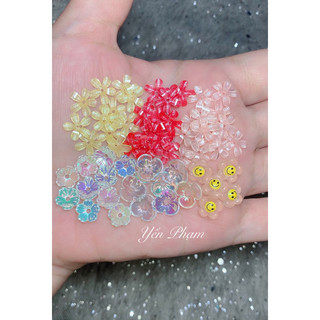 Set 5 hoa ánh nhũ , xà cừ trang trí móng móng tay