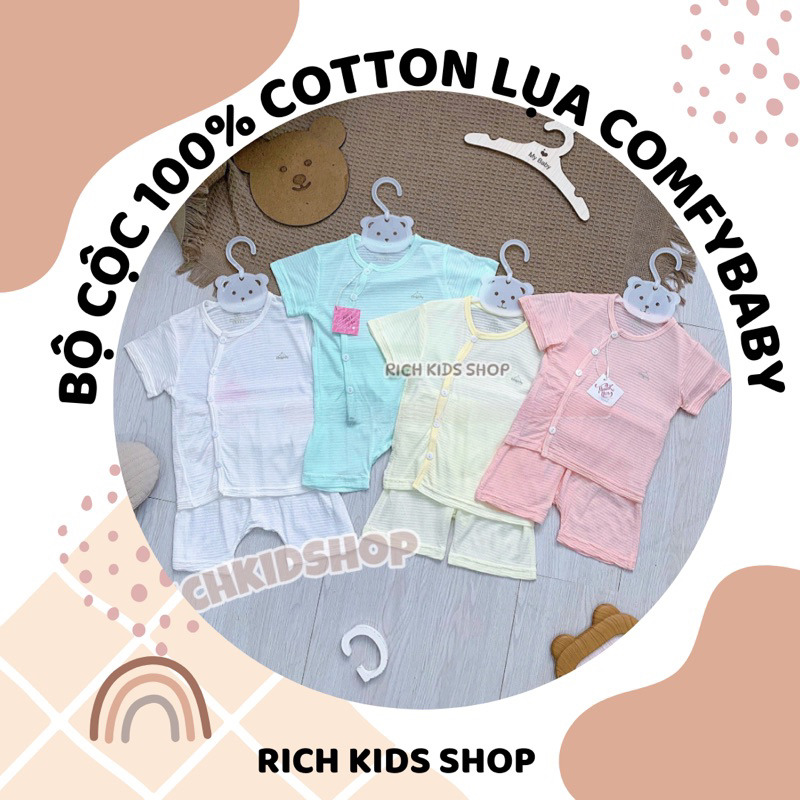 Bộ quần áo cộc 100% cotton lụa COMFYBABY