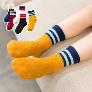 Set 5 đôi tất kẻ sắc màu cho bé chất cotton Sporty
