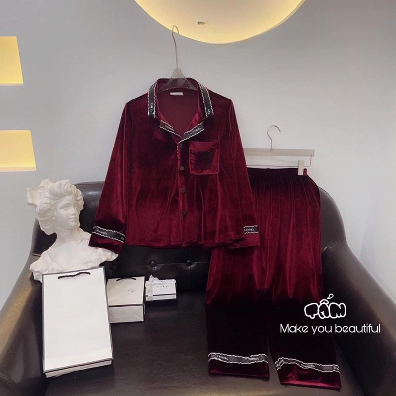 Bộ nhung pijama dày dặn