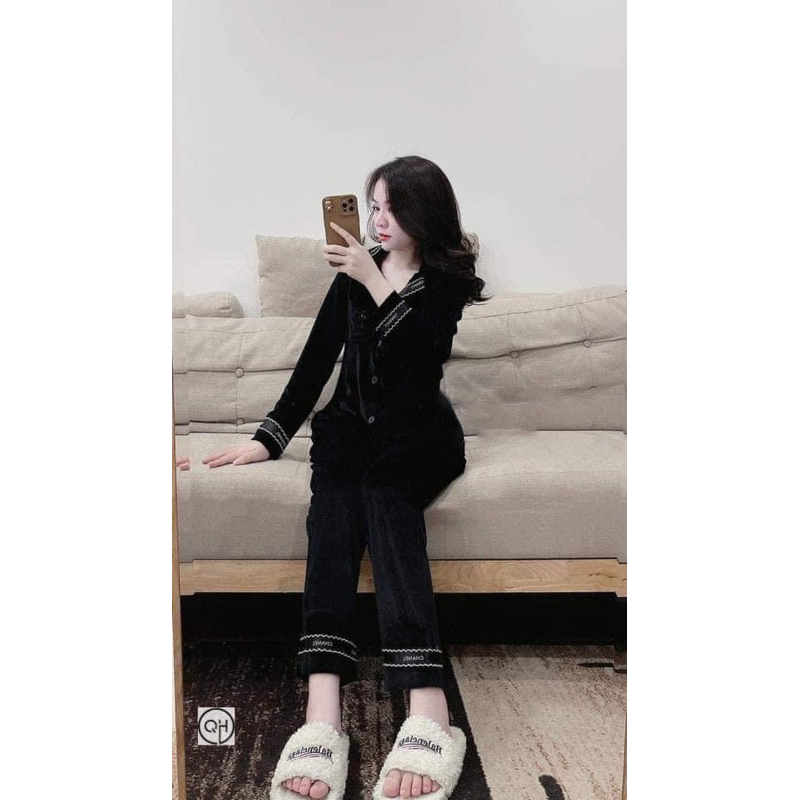 Bộ nhung pijama dày dặn