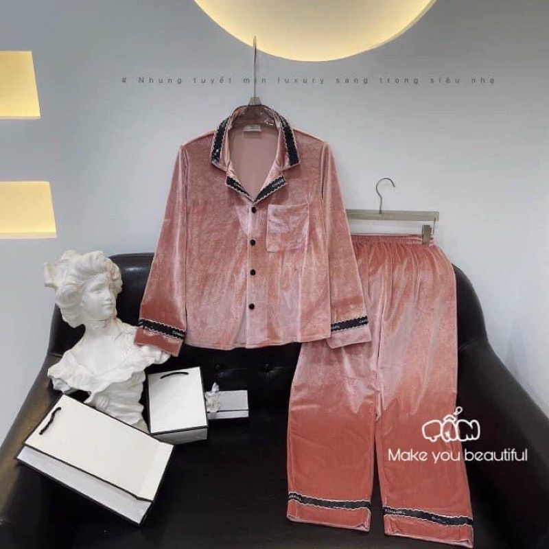 Bộ nhung pijama dày dặn