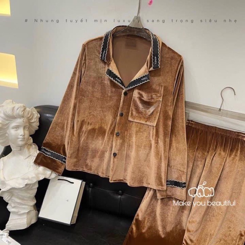 Bộ nhung pijama dày dặn