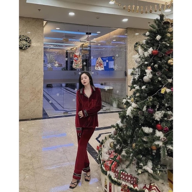 Bộ nhung pijama dày dặn