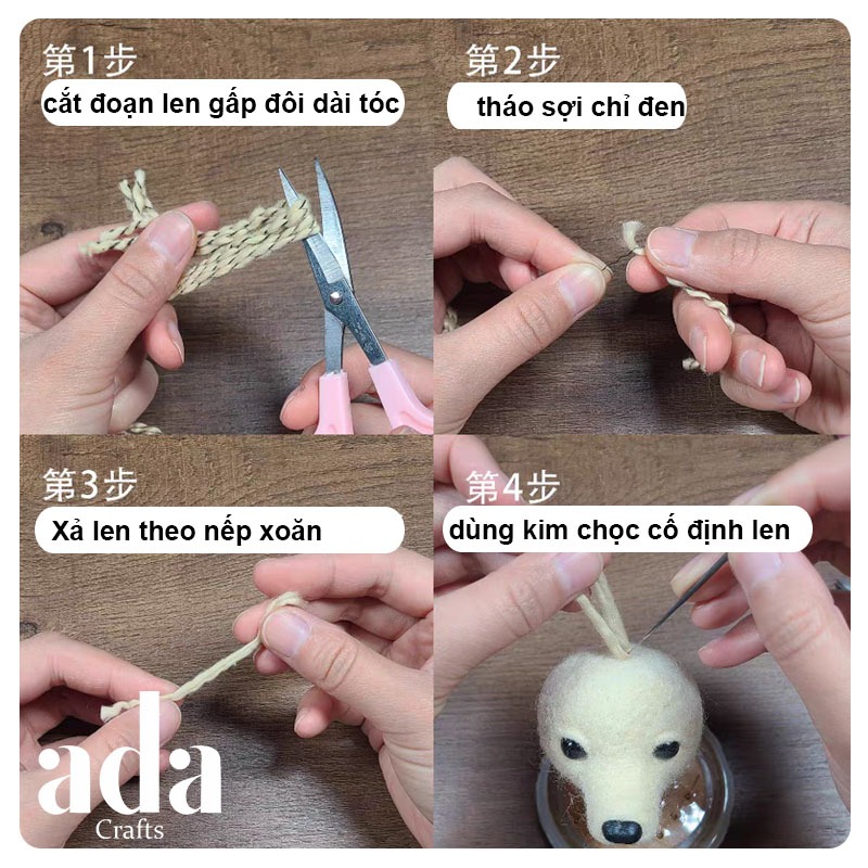 Len Xoăn Làm Tóc Búp Bê Màu Trơn - ada.crafts