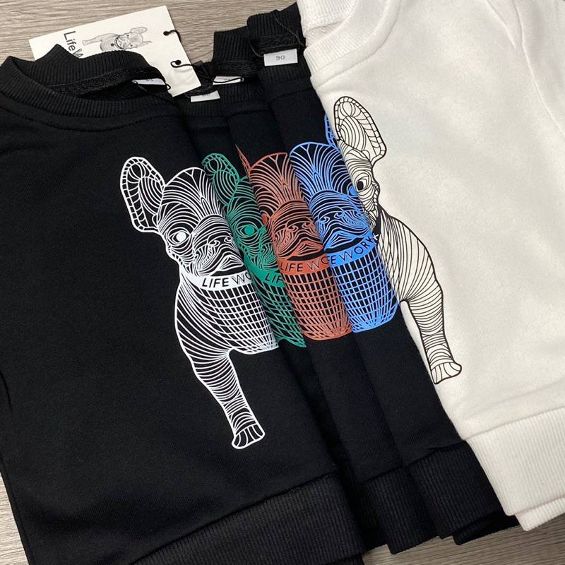 Set bộ nỉ da cá chú chó Life.W xịn xò cho bé trai bé gái size từ 12-35 cân