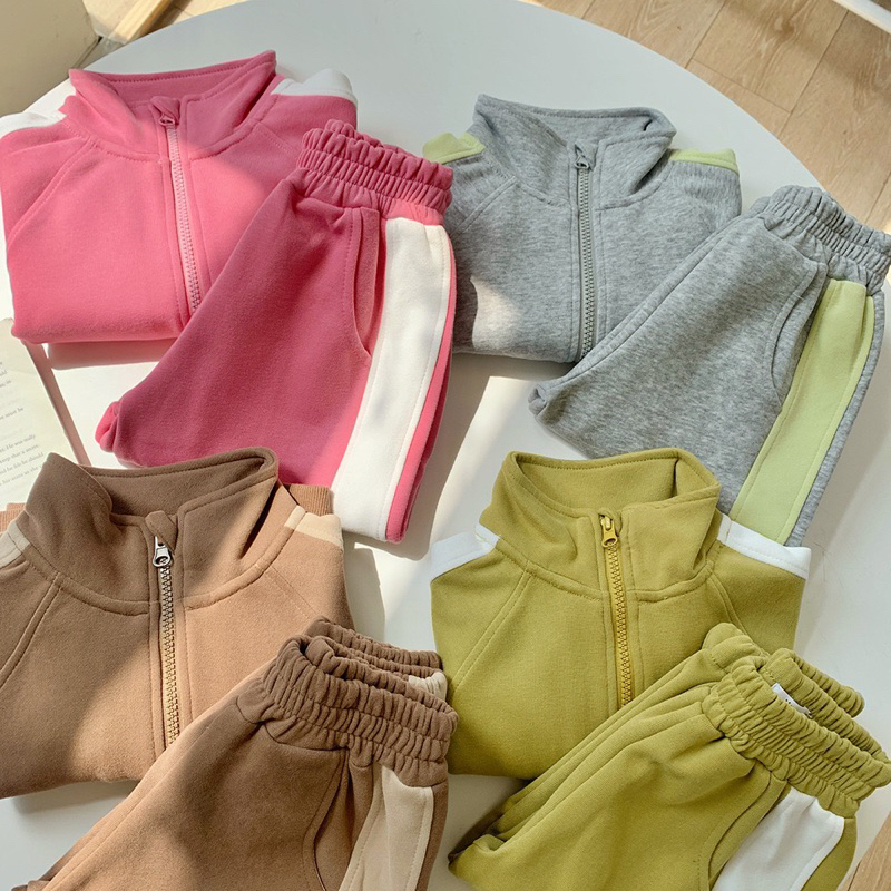 Bộ nỉ kéo khóa phong cách thể thao hàng quảng châu