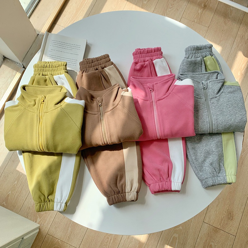 Bộ nỉ kéo khóa phong cách thể thao hàng quảng châu