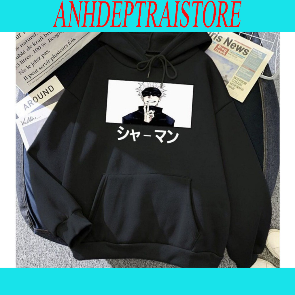Áo hoodie nỉ Satoru Gojo, áo hoodie anime Jujutsu Kaisen nam nữ đủ size form rộng cực đẹp