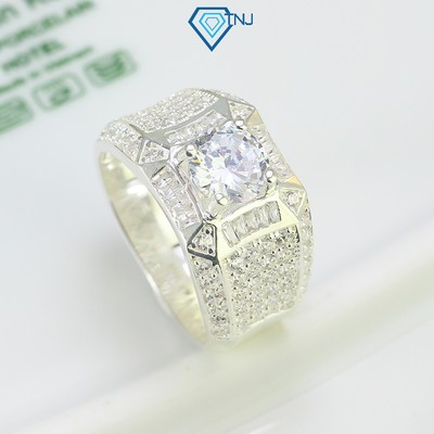 Nhẫn bạc nam sang trọng thiết kế đính đá phong cách hiện đại, tinh tế NNA0508 - Trang Sức TNJ