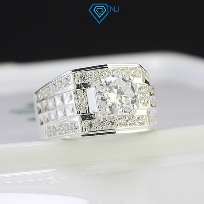 Nhẫn bạc nam đẹp đính đá đeo ngón giữa sang trọng NNA0513 - Trang Sức TNJ