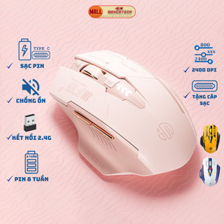 Chuột Máy Tính Không Dây Gaming Màu Hồng Maxcotech Inphic F8 Sạc Pin Chống Ồn Kết Nối Wireless USB 2.4g Độ nhạy 2400DPI