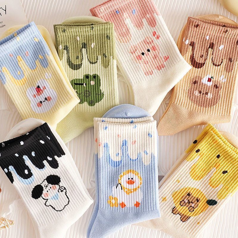 Tất Cute Nhiều Màu Hình Thú Cao Cổ Nam Nữ Thời Trang Hàn Quốc Dễ Thương T45