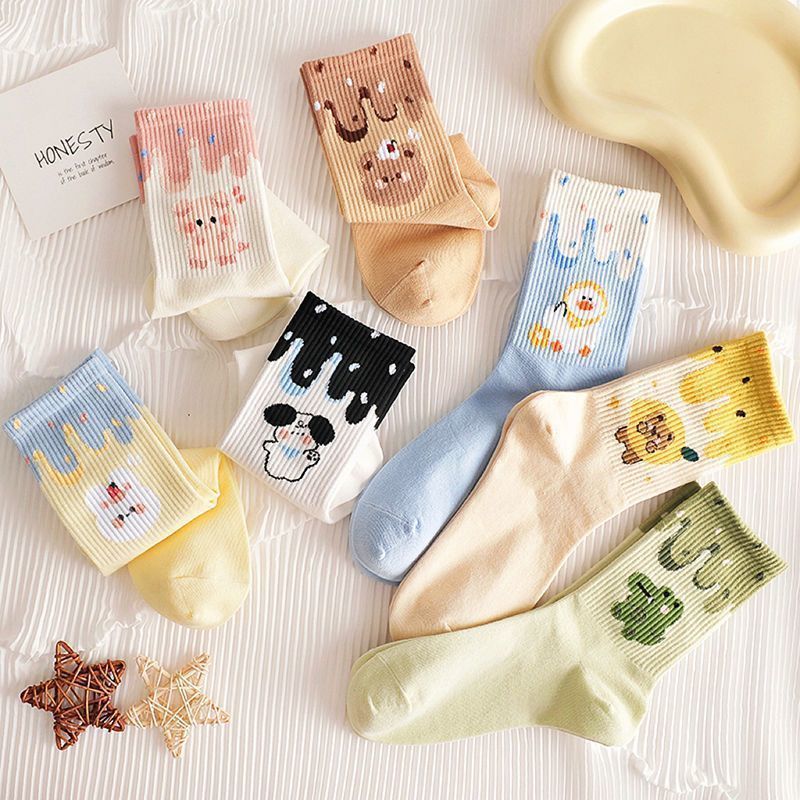 Tất Cute Nhiều Màu Hình Thú Cao Cổ Nam Nữ Thời Trang Hàn Quốc Dễ Thương T45