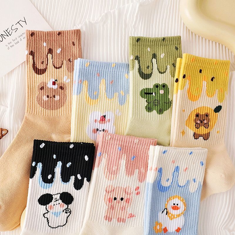 Tất Cute Nhiều Màu Hình Thú Cao Cổ Nam Nữ Thời Trang Hàn Quốc Dễ Thương T45