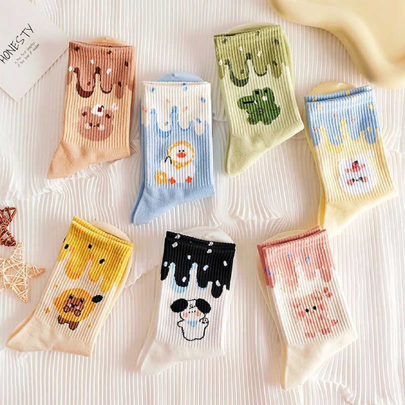 Tất Cute Nhiều Màu Hình Thú Cao Cổ Nam Nữ Thời Trang Hàn Quốc Dễ Thương T45