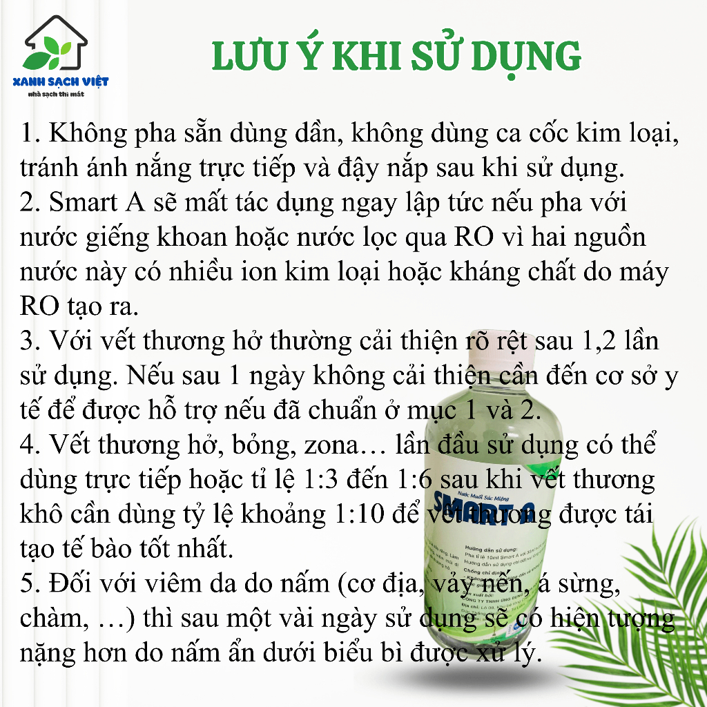 Dung dịch sát khuẩn Smart A nước muối súc miệng an toàn cho gia đình 500ml