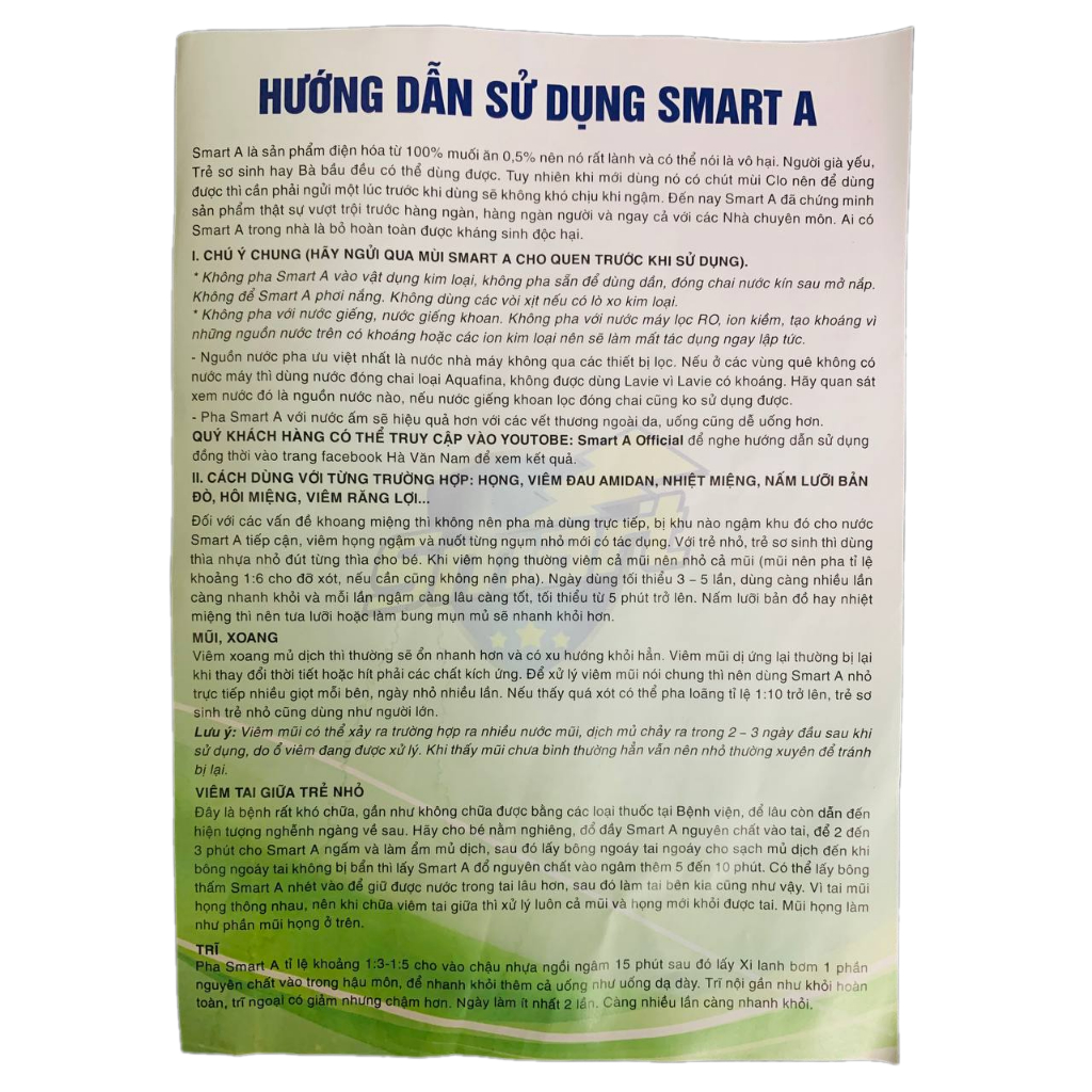 Dung dịch sát khuẩn Smart A nước muối súc miệng an toàn cho gia đình 500ml