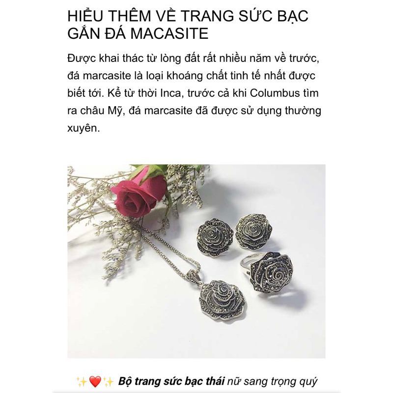 Nhẫn b.ạc gắn đá marcasite si kiện Nhật