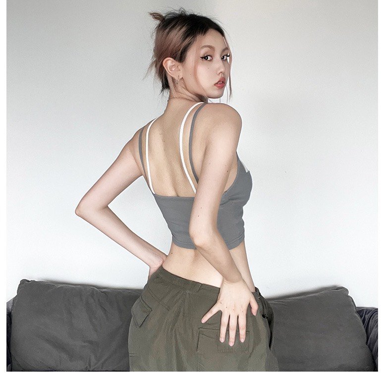 Áo 2 dây kiểu hai lớp  dáng ôm, phong cách đường phố cá tính tôn dáng 874 FIORI STORE