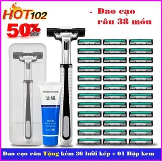 Bộ Dao Cạo râu Cho Nam Kèm 36 Lưỡi Dao Cạo Cùng 1 Lọ Kem