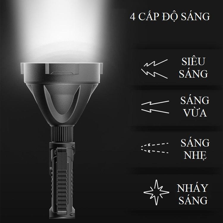 Đèn pin cầm tay siêu sáng w591 chiếu xa 1000m chống thấm nước có chân đế, đèn pin tuần tra