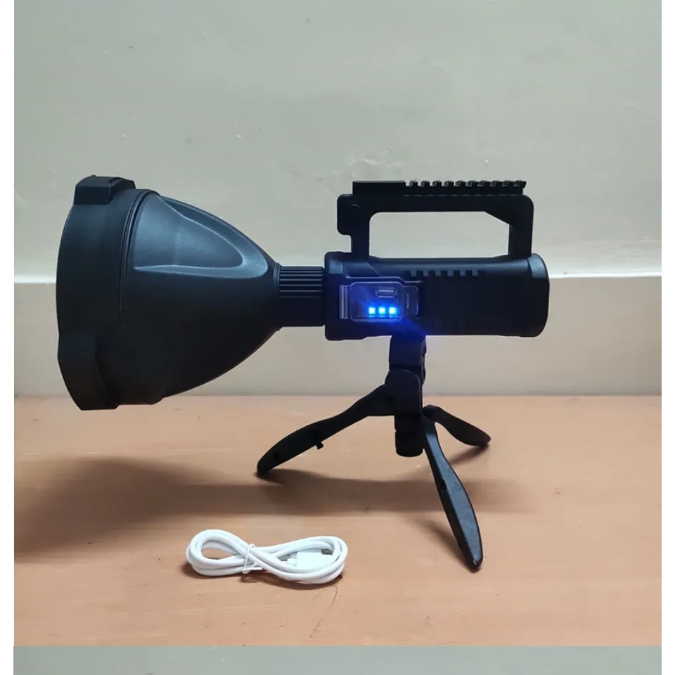 Đèn pin cầm tay siêu sáng w591 chiếu xa 1000m chống thấm nước có chân đế, đèn pin tuần tra