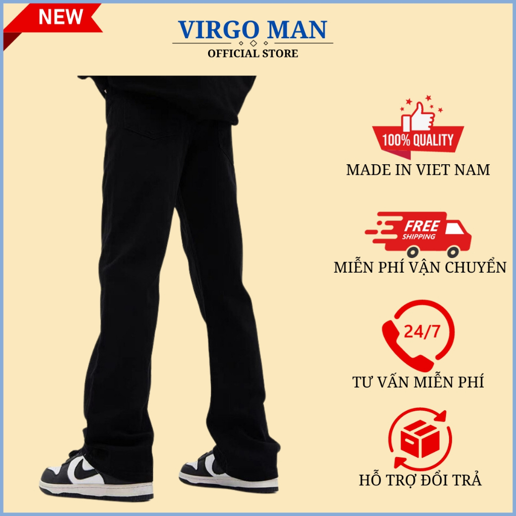 Quần jeans nam ống loe trơn hot trend mới nhất - Quần bò nam ống loe rettro vintage vải bò loại 1 hàng cao cấp