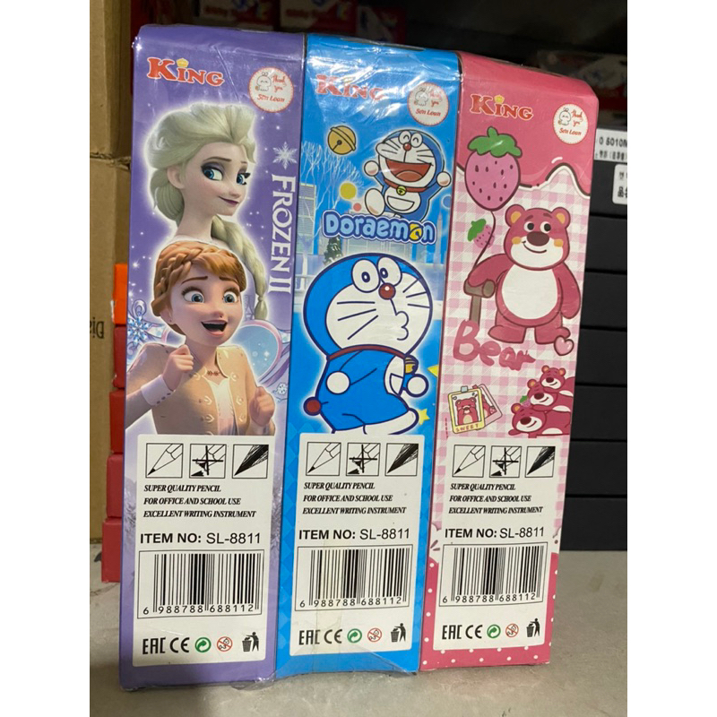 Hộp 12 Cây Bút Chì 2B Hoa Tiết Hoạt Hình Dễ Thương