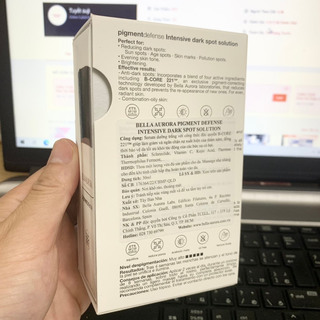 Serum dưỡng trắng da mờ thâm nám Bella Aurora 30ml