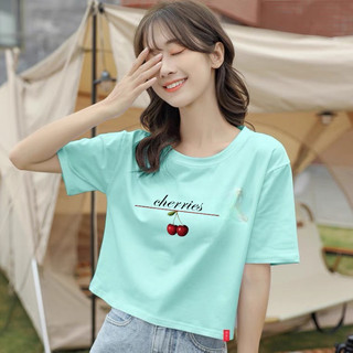  Áo Croptop Big Size  From Rộng  Hình In 2 Trái Cherry 
