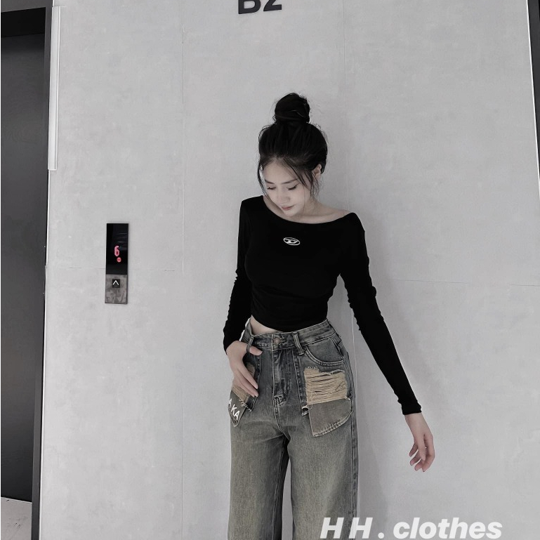 Áo Phông Nữ Dài Tay,Áo phông Kiểu Hở Lưng Siêu Đẹp