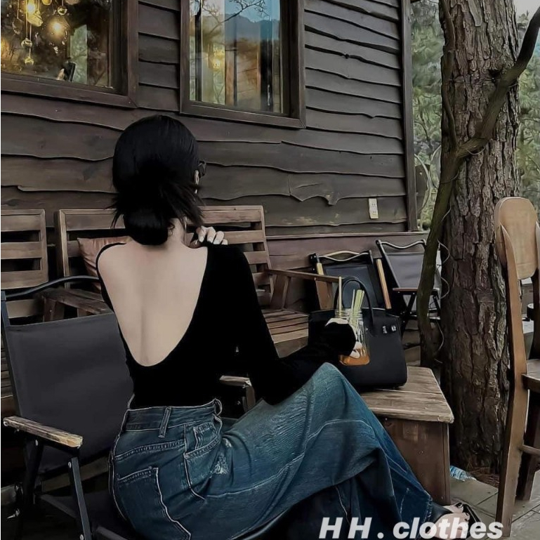 Áo Phông Nữ Dài Tay,Áo phông Kiểu Hở Lưng Siêu Đẹp