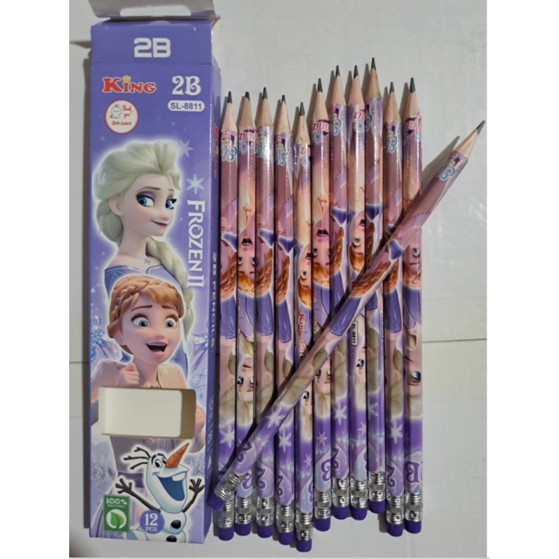 Hộp 12 Cây Bút Chì 2B Hoa Tiết Hoạt Hình Dễ Thương