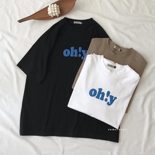Áo thun nữ kiểu tay lỡ bigsize in chữ OH!Y