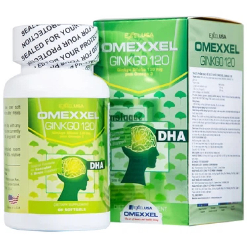 Viên uống Omexxel Ginkgo 120 Exelusa hỗ trợ tăng cường tuần hoàn máu não, tốt cho tim mạch (60 viên)