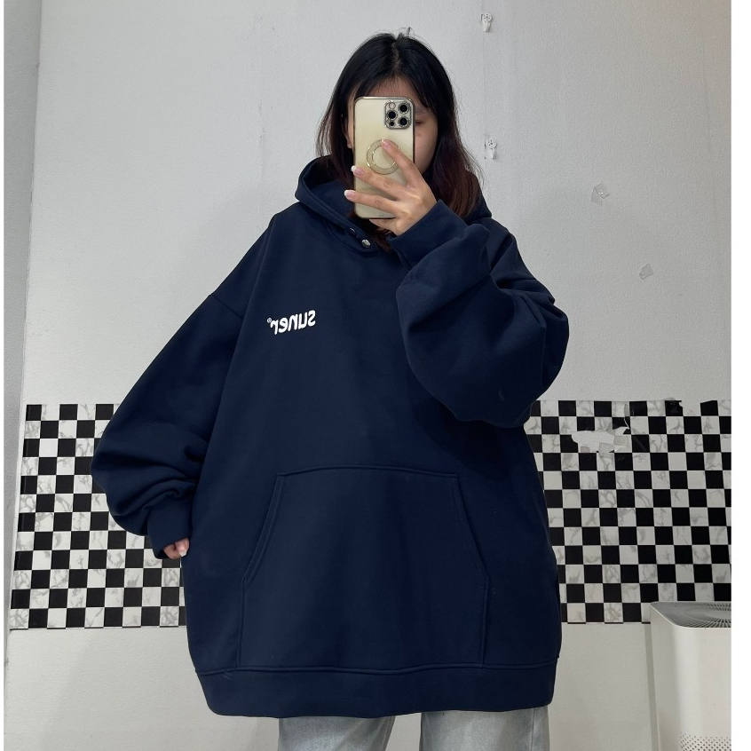 ÁO NỈ DÀY HOODIE XANH THAN SUNTUDIO