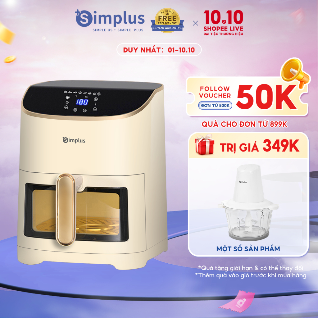 Nồi chiên không dầu Simplus Dung tích lớn 5.5L KQZG012 - Bảo Hành 1 Năm 1 Đổi 1