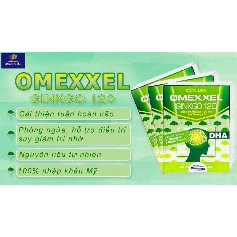 Viên uống Omexxel Ginkgo 120 Excelife hỗ trợ tăng cường tuần hoàn máu não, tốt cho tim mạch (30 viên)