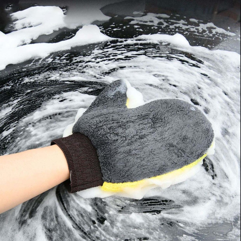 Bao tay rửa xe ô tô, xe máy sợi Microfiber - Gang tay lau bụi đa năng