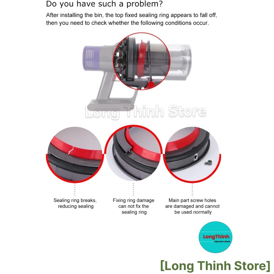 - Vòng cố định hộp rác máy hút bụi 𝘿𝙮𝙨𝙤𝙣 V10 SV12 Dust bin Ring