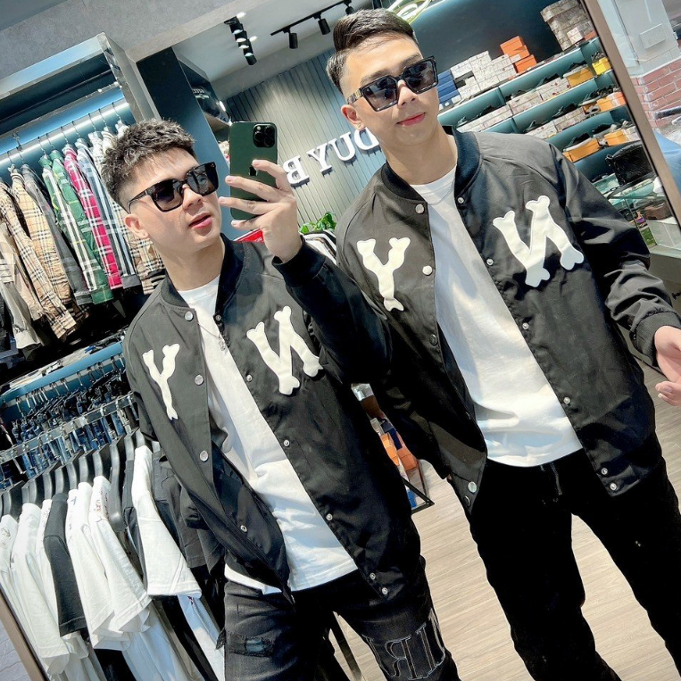 Áo khoác bomber MLB NY phối tay da chất dạ- Áo bomber nam nữ form chuẩn logo thêu cao cấp