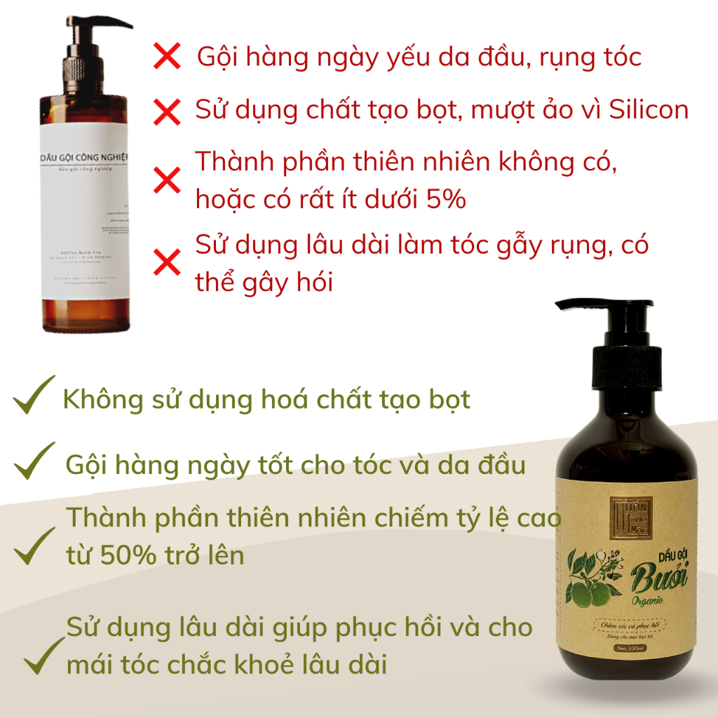 Dầu Gội Bồ Kết VƯỜN THẢO MỘC ORGANIC Dưỡng Tóc Hư Tổn Phục Hồi Tóc Đen Nguyên Bản Chai 300/500ml